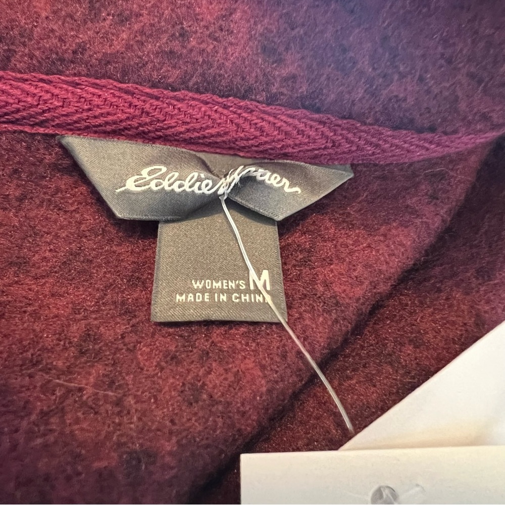Eddie Bauer NWT Heather Maroon Full Zip Fleece Jacket Women’s Size Medium - Picture 3 of 7